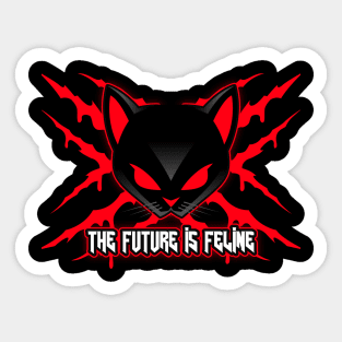 The Future is Feline - Red Cat Scratches Sticker